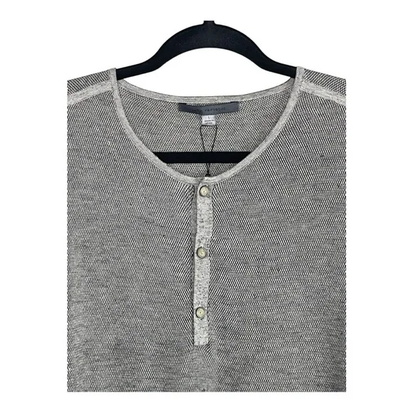 John Varvatos Silk Blend Light Heather Grey Henley L - Picture 2 of 9